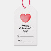 ピンクのハートを持つハッピーバレンタインデー ギフトタグ (正面)