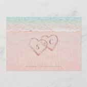 ピンクのハートを砂のビーチ宿泊施設 エンクロージャーカード (裏面)