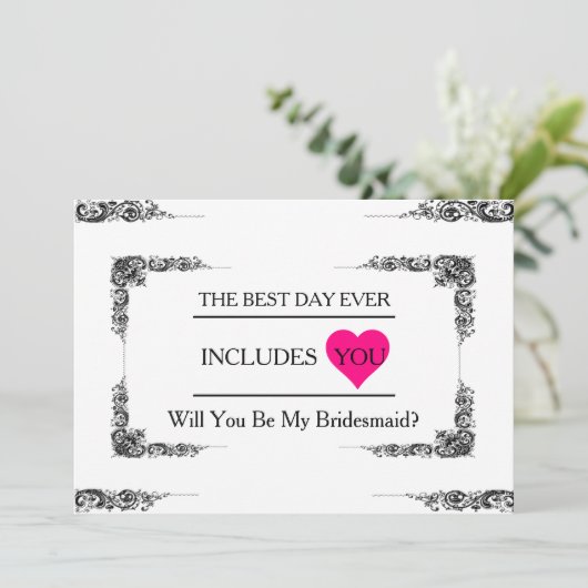 ピンクのハートを私の花嫁に 招待状 (スタンド正面)