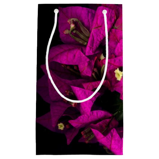 「ピンクのハートを黒で表示」 スモールペーパーバッグ (正面)