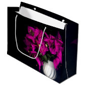 「ピンクのハートを黒で表示」 ラージペーパーバッグ (正面アングル)