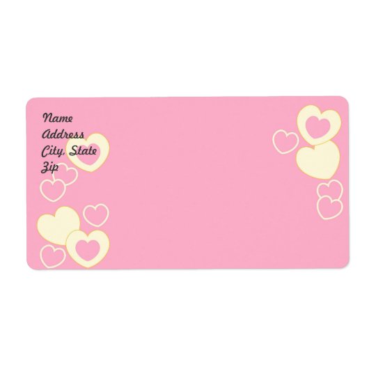 ピンクのハートアイレット背景出荷ラベル ラベル (正面)