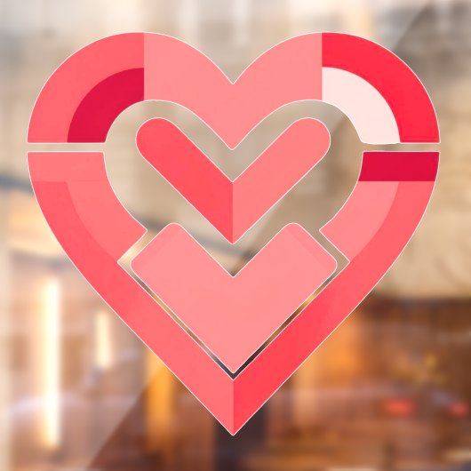 ピンクのハートウィンドウの固定 ウィンドウサイン (シート2)