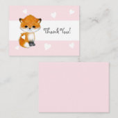 ピンクのハートウッドランド動物キツネサンキューノーチャード ノートカード (正面/裏面)