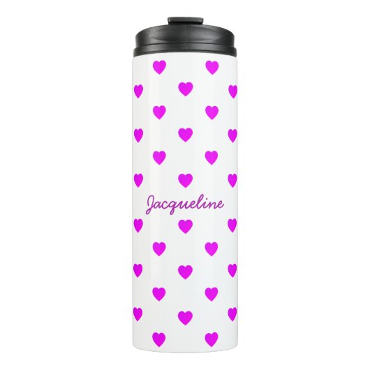 ピンクのハートオンミニマルホワイト タンブラー (正面)