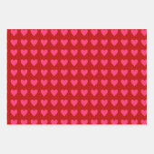 ピンクのハートオン赤 ラッピングペーパーシート (正面3)