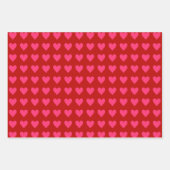 ピンクのハートオン赤 ラッピングペーパーシート (正面)