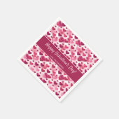 ピンクのハートカスタムと文字バレンタインデー スタンダードカクテルナプキン (角)