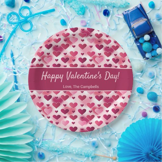 ピンクのハートカスタムと文字バレンタインデー ペーパープレート (パーティー)