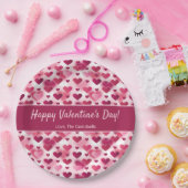 ピンクのハートカスタムと文字バレンタインデー ペーパープレート (パーティー)