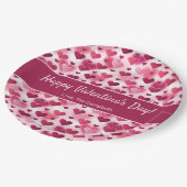 ピンクのハートカスタムと文字バレンタインデー ペーパープレート (アングル)