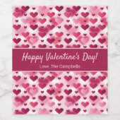 ピンクのハートカスタムと文字バレンタインデー ワインラベル (シングルラベル)