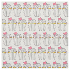 ピンクのハートカップケーキ振りかけるケーキベイクセールラブ ファブリック