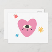 ピンクのハートカード ポストカード (正面/裏面)