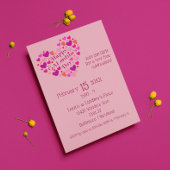 ピンクのハートガレンティーンズデイパーティの招待状 招待状