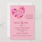 ピンクのハートガレンティーンズデイパーティの招待状 招待状 (正面)