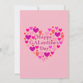 ピンクのハートガレンティーンズデイパーティの招待状 招待状 (裏面)