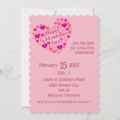 ピンクのハートガレンティーンズデイパーティの招待状 招待状 (正面)