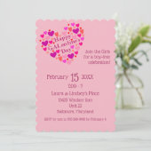 ピンクのハートガレンティーンズデイパーティの招待状 招待状 (スタンド正面)