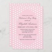 ピンクのハートガレンティーンズデイパーティー 招待状 (正面/裏面)