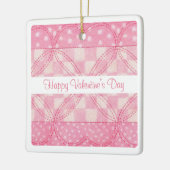 ピンクのハートキルトバレンタインセラミックSq.オーナメント セラミックオーナメント (左)