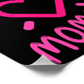 ピンクのハートクリップアートでママを愛 ポスター (角)