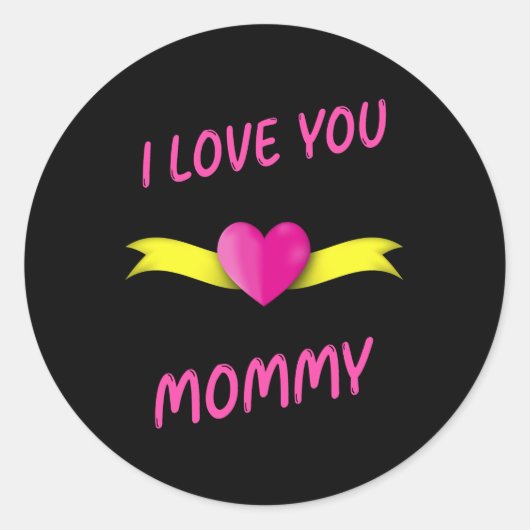 ピンクのハートクリップアートとYelloが大好き ラウンドシール (正面)