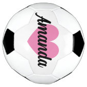ピンクのハートサッカーボールと名前をカスタムする サッカーボール (回転)
