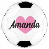 ピンクのハートサッカーボールと名前をカスタムする サッカーボール (正面)