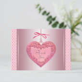 ピンクのハートサンキューカード サンキューカード (スタンド正面)