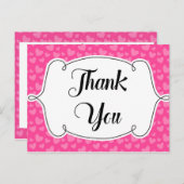 ピンクのハートサンキューカード ポストカード (正面/裏面)
