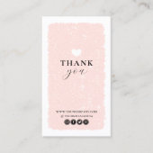 ピンクのハートサンキューカード 名刺 (正面)