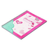 ピンクのハートジュエパーソナライズされたルドダイアリージュナル ノートブック (左側)