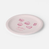 ピンクのハートスウィートバレンタインデーバーパーティー ペーパープレート (アングル)