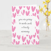 ピンクのハートストローク未来の母親かわいいこと カード (黄色い花)