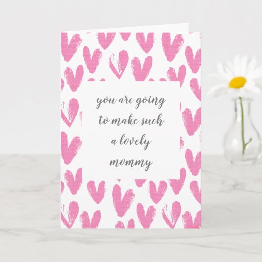 ピンクのハートストローク未来の母親かわいいこと カード (小さな植物)