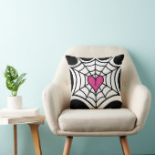 ピンクのハートスパイダーウェブブラックとホワイトのハロウィーン クッション (椅子)