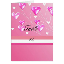 ピンクのハートテーブルのシーティングカード