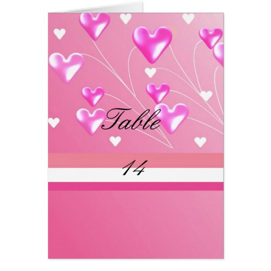 ピンクのハートテーブルのシーティングカード (正面)