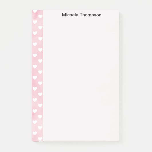 ピンクのハートデザイン変更名 ポストイット (正面)