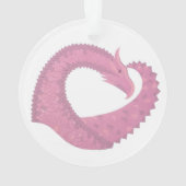 ピンクのハートドラゴンの白 オーナメント (裏面)