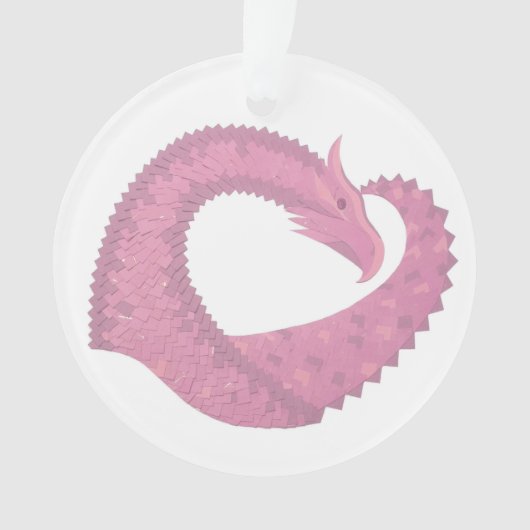 ピンクのハートドラゴンの白 オーナメント (正面)