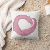 ピンクのハートドラゴンの白 クッション (ブランケット)