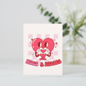 ピンクのハートハグとキス ポストカード (スタンド正面)