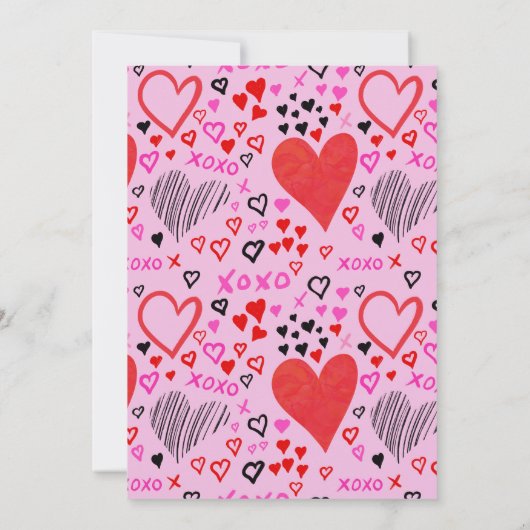 ピンクのハートハッピーバレンタインデー写真 (裏面)