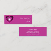 ピンクのハート'ハート'名刺サイドのピンクスキン スキニー名刺 (正面/裏面)