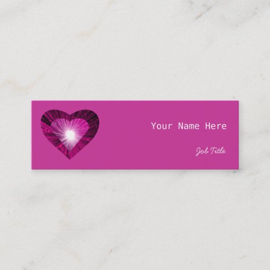 ピンクのハート'ハート'名刺サイドのピンクスキン スキニー名刺 (正面)