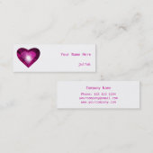 ピンクのハート'ハート'名刺サイドの白スキニー スキニー名刺 (正面/裏面)
