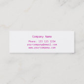 ピンクのハート'ハート'名刺サイドの白スキニー スキニー名刺 (裏面)