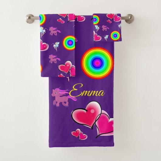 ピンクのハートバスルームのタオルセット バスタオルセット (インサイチュ)